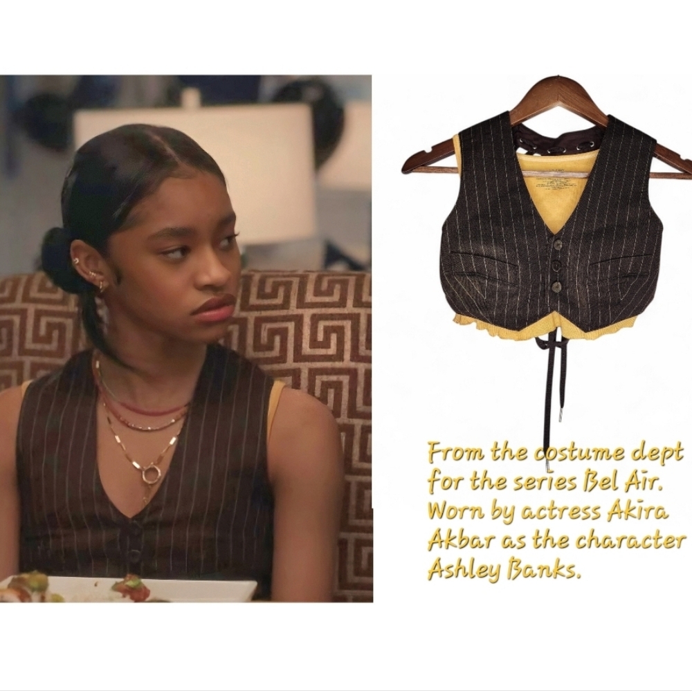 Jean Paul Gaultier Tennis Stripes Laced Gilet in Brown Size 34